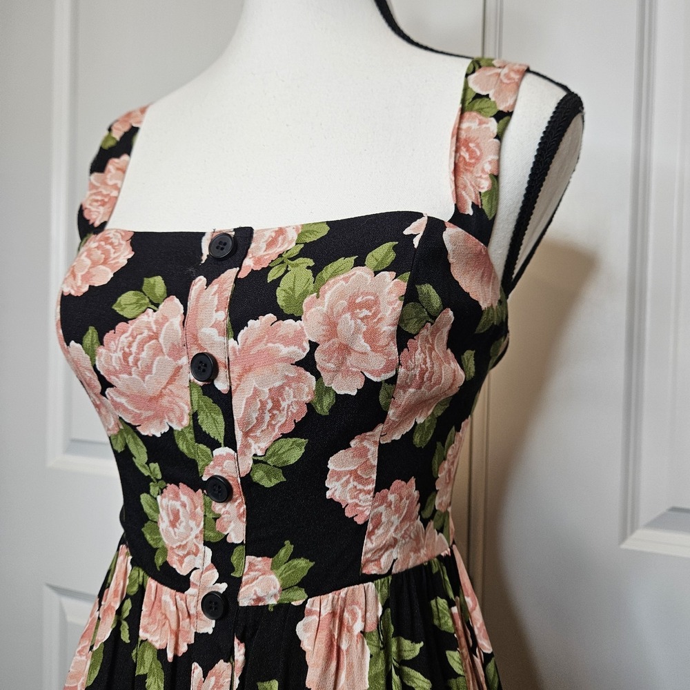 Reformation Saltillo Midi Dress‎ Size 0 Rosalia Rose Pink Floral Cottagecore - Picture 3 of 10